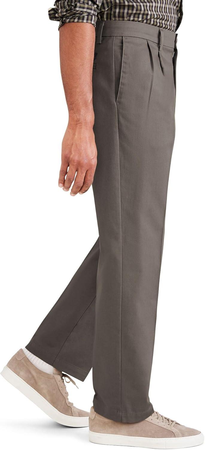 imageClassic Fit Signature Iron Free Khaki with Stain Defender Pants Pleated Regular and Big ampamp TallDark Pebble