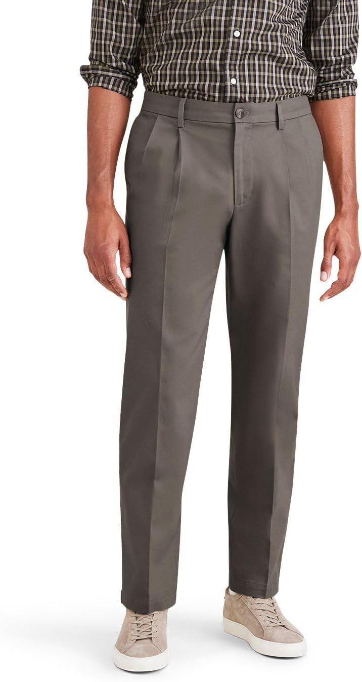 imageClassic Fit Signature Iron Free Khaki with Stain Defender Pants Pleated Regular and Big ampamp TallDark Pebble