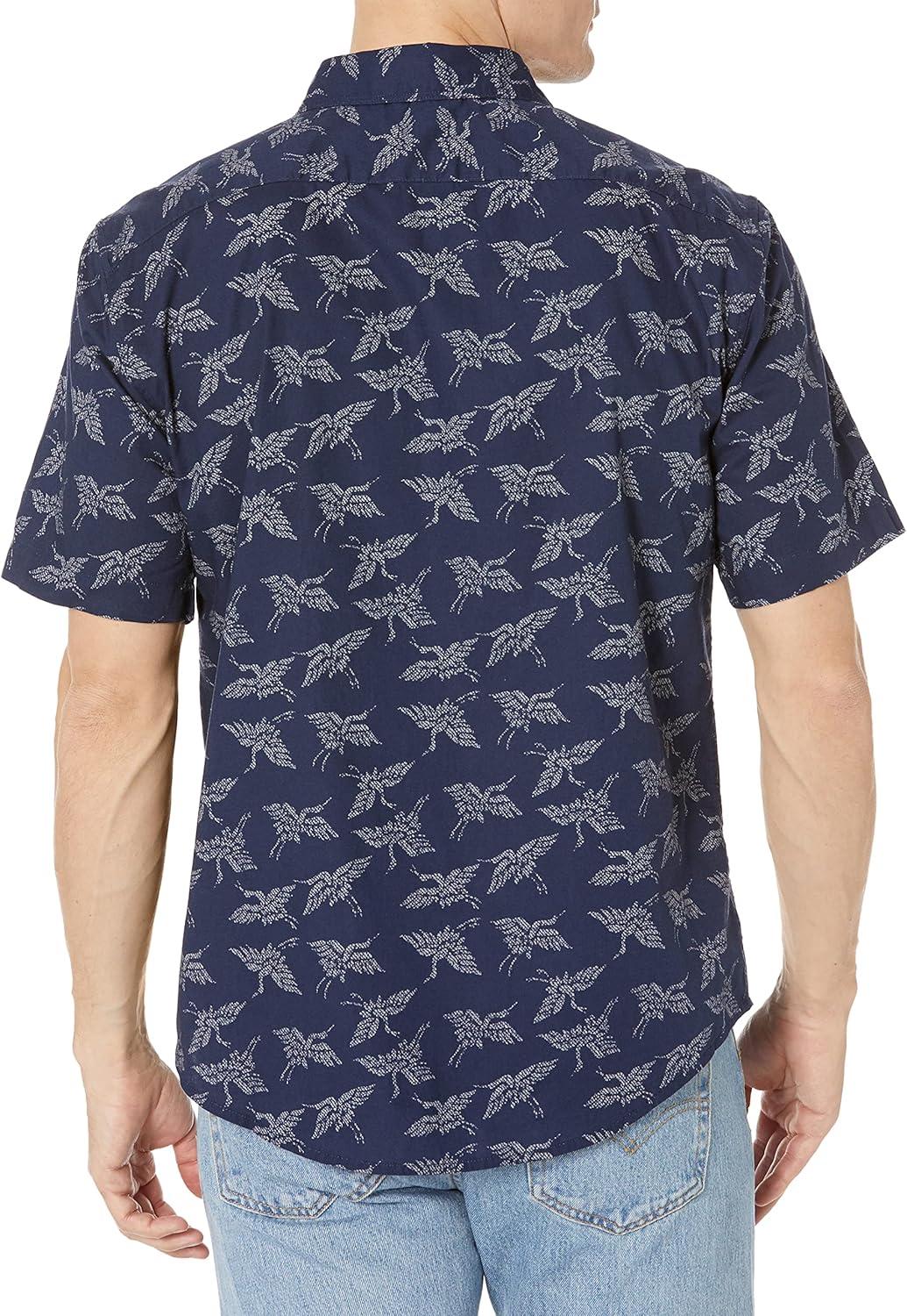 imageDOCKERS Mens Regular Fit Short Sleeve Casual Shirt Standard and Big ampamp TallDockers Navy Blue Ano Nuevo Print Poplin