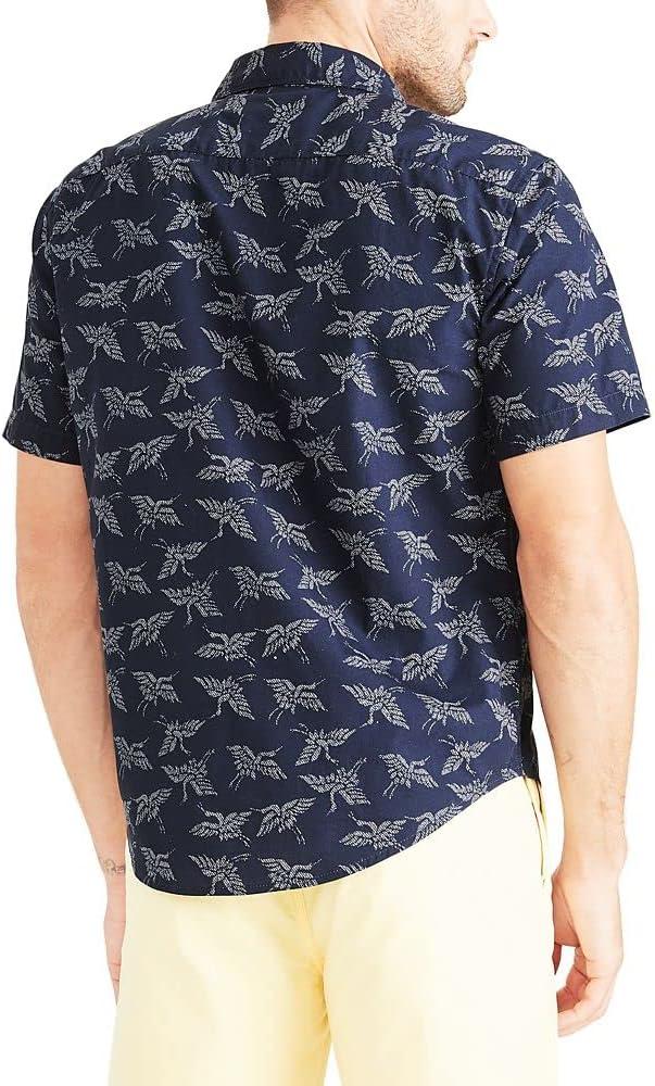 imageDOCKERS Mens Regular Fit Short Sleeve Casual Shirt Standard and Big ampamp TallDockers Navy Blue Ano Nuevo Print Poplin