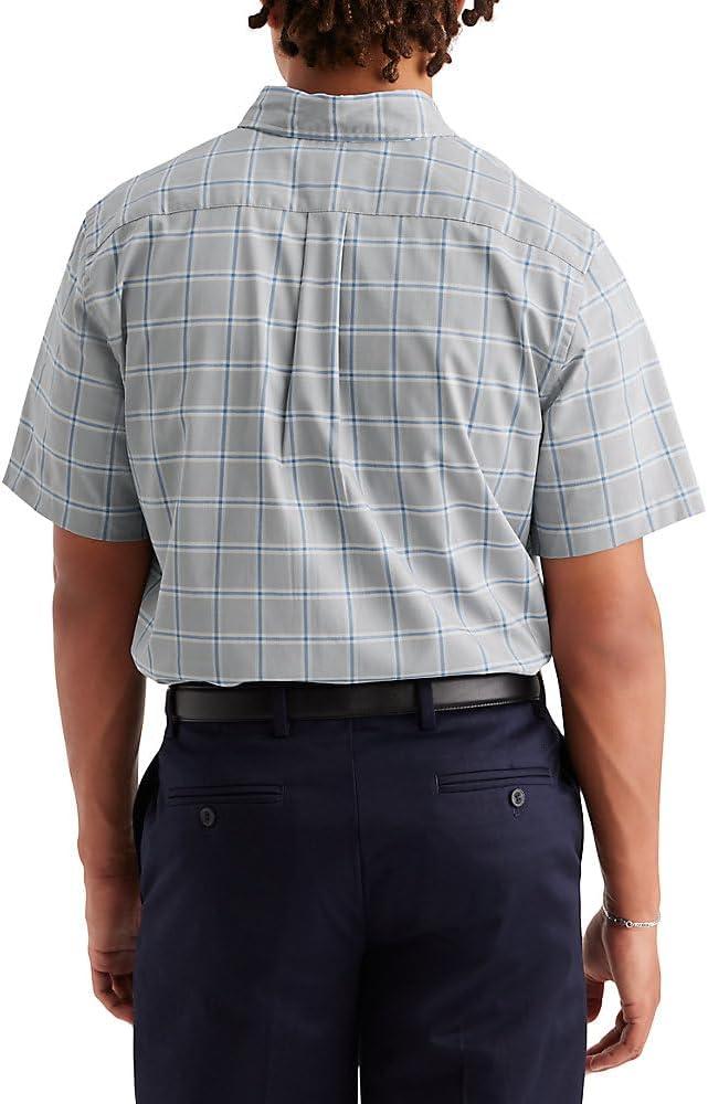 imageDOCKERS Mens Regular Fit Short Sleeve Casual Shirt Standard and Big ampamp TallGrey Plaid