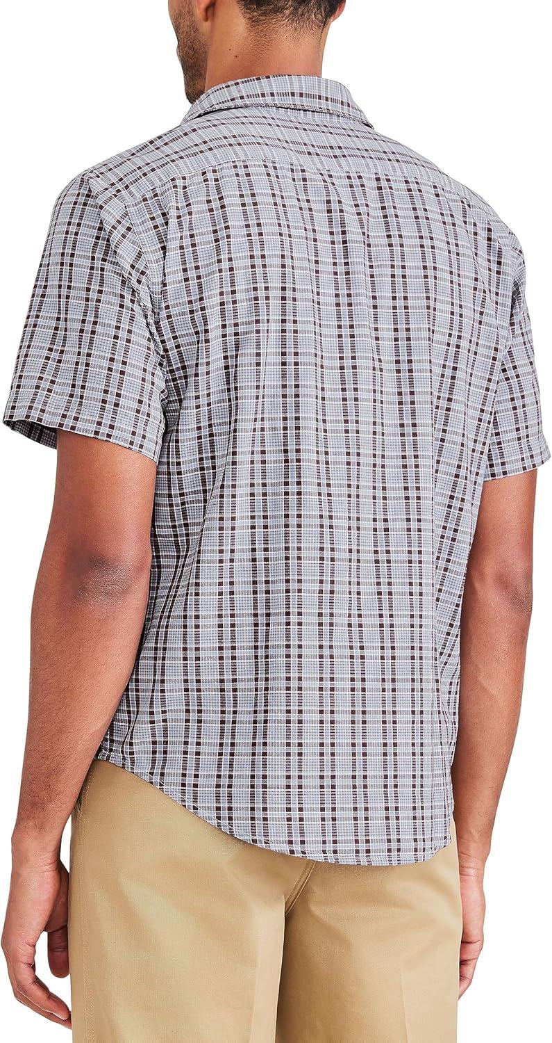 imageDOCKERS Mens Regular Fit Short Sleeve Casual Shirt Standard and Big ampamp TallMountain Creek Blue Saltwater