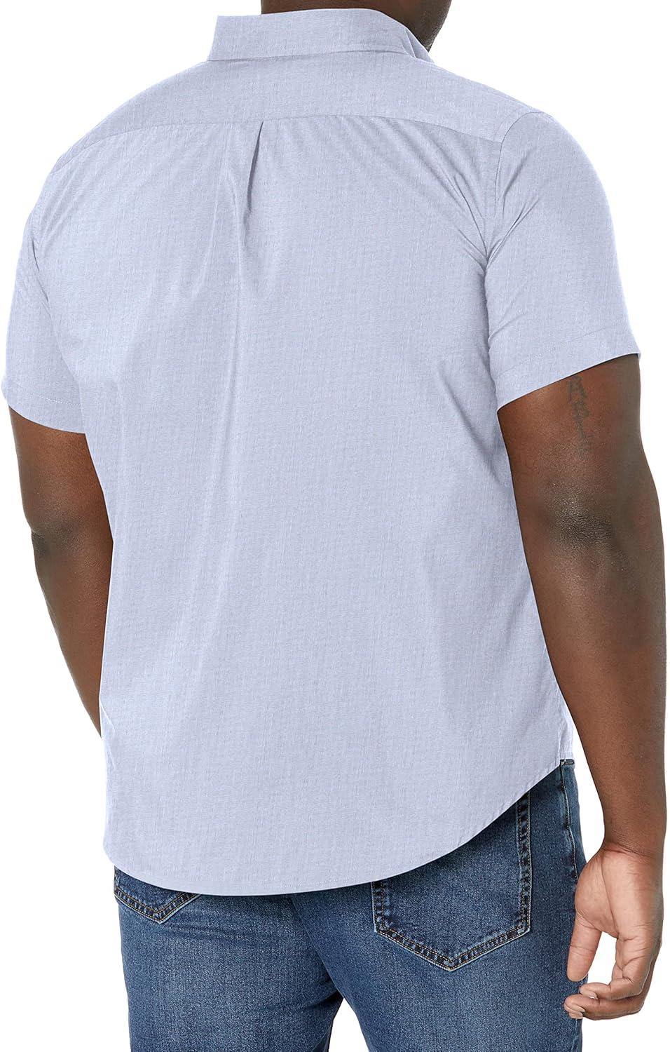 imageDOCKERS Mens Regular Fit Short Sleeve Casual Shirt Standard and Big ampamp TallNew Delft Blue End on End