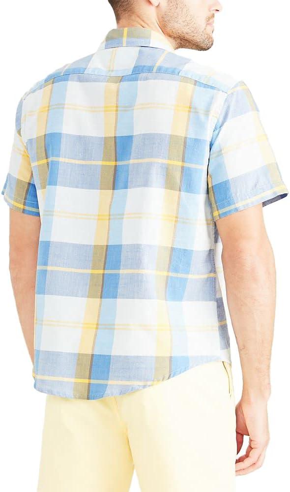 imageDOCKERS Mens Regular Fit Short Sleeve Casual Shirt Standard and Big ampamp TallSaffron Orange Multi Plaid