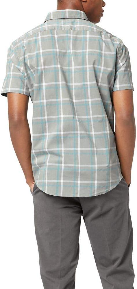 imageDOCKERS Mens Regular Fit Short Sleeve Casual Shirt Standard and Big ampamp TallWet Stone Plaid
