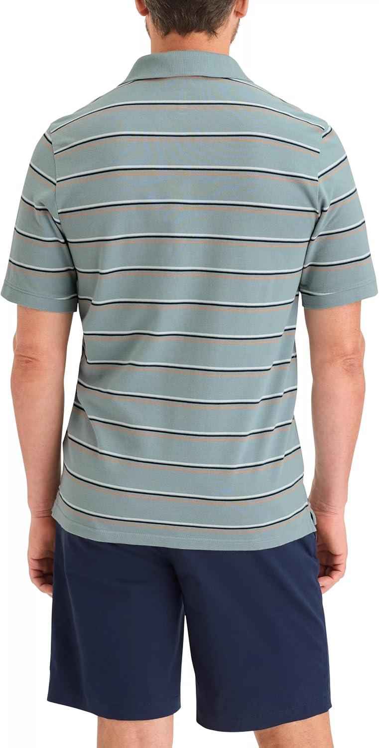 imageDOCKERS Mens Regular Fit Short Sleeve Performance Pique PoloBaldwin Tourmaline Stripe