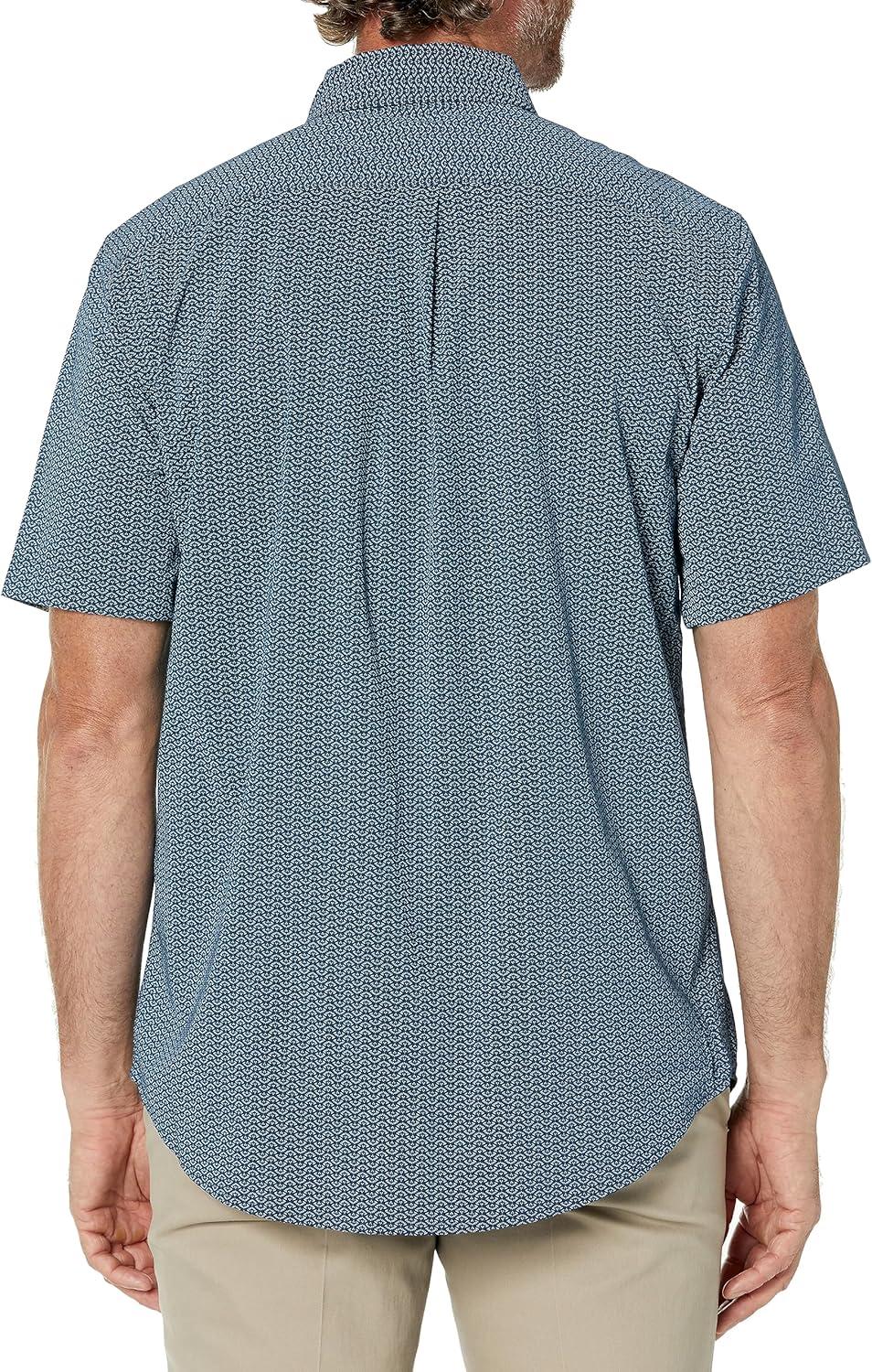 imageDOCKERS mens Classic Fit Short Sleeve Signature Comfort Flex Shirt Standard and Big ampamp TallOcean Blue Print