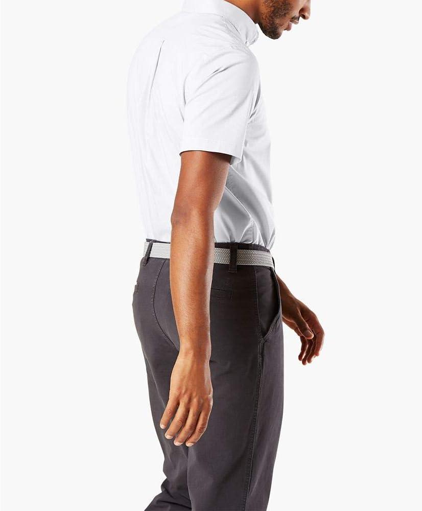 imageDOCKERS mens Classic Fit Short Sleeve Signature Comfort Flex Shirt Standard and Big ampamp TallPaper White