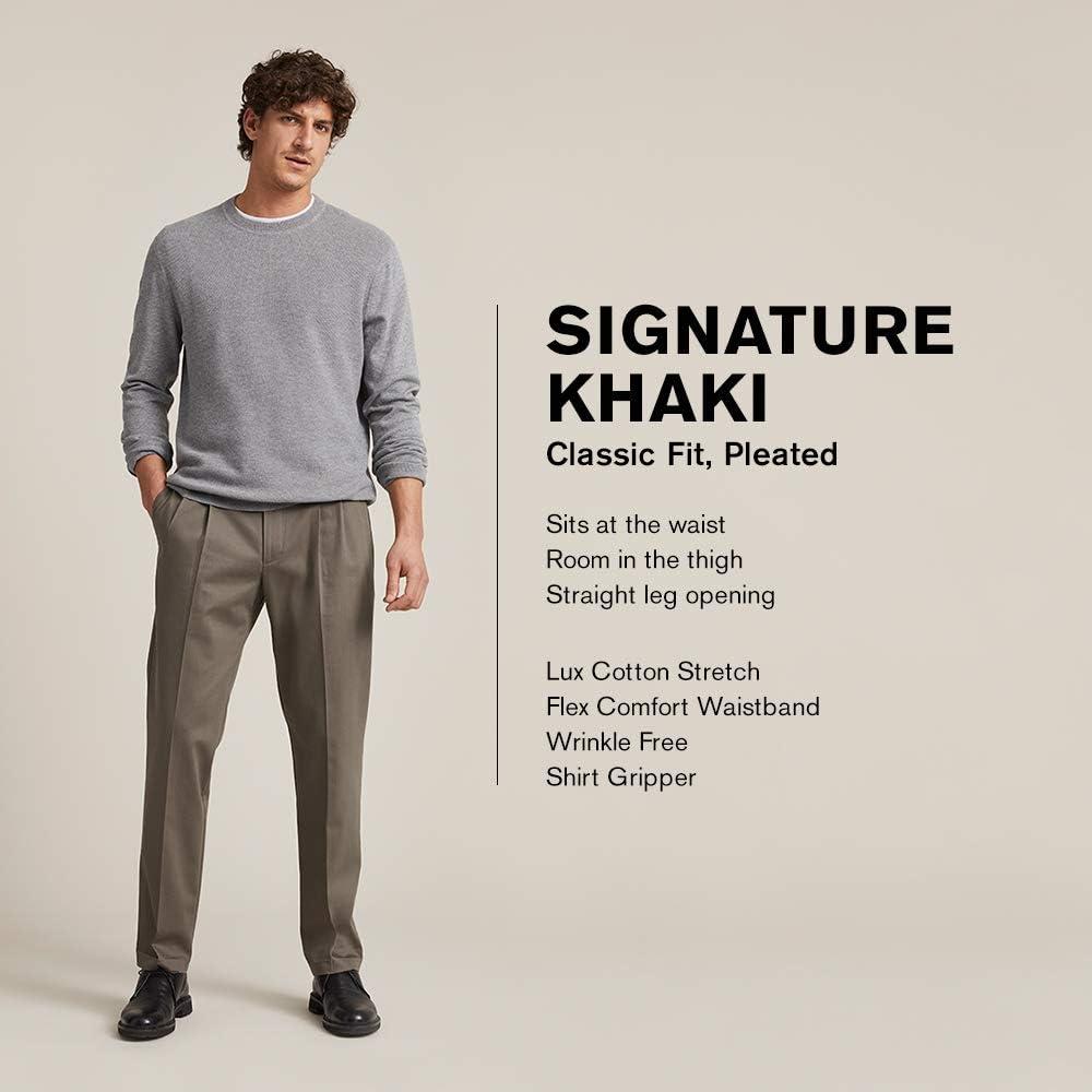 imageDockers Mens Classic Fit Signature Lux Cotton Stretch PantsPleated Regular and Big ampamp TallBurma Grey