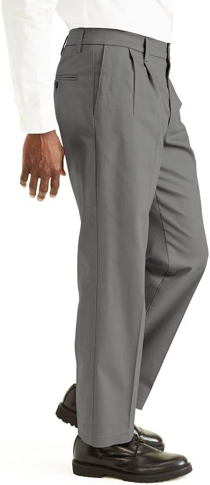 imageDockers Mens Classic Fit Signature Lux Cotton Stretch PantsPleated Regular and Big ampamp TallBurma Grey