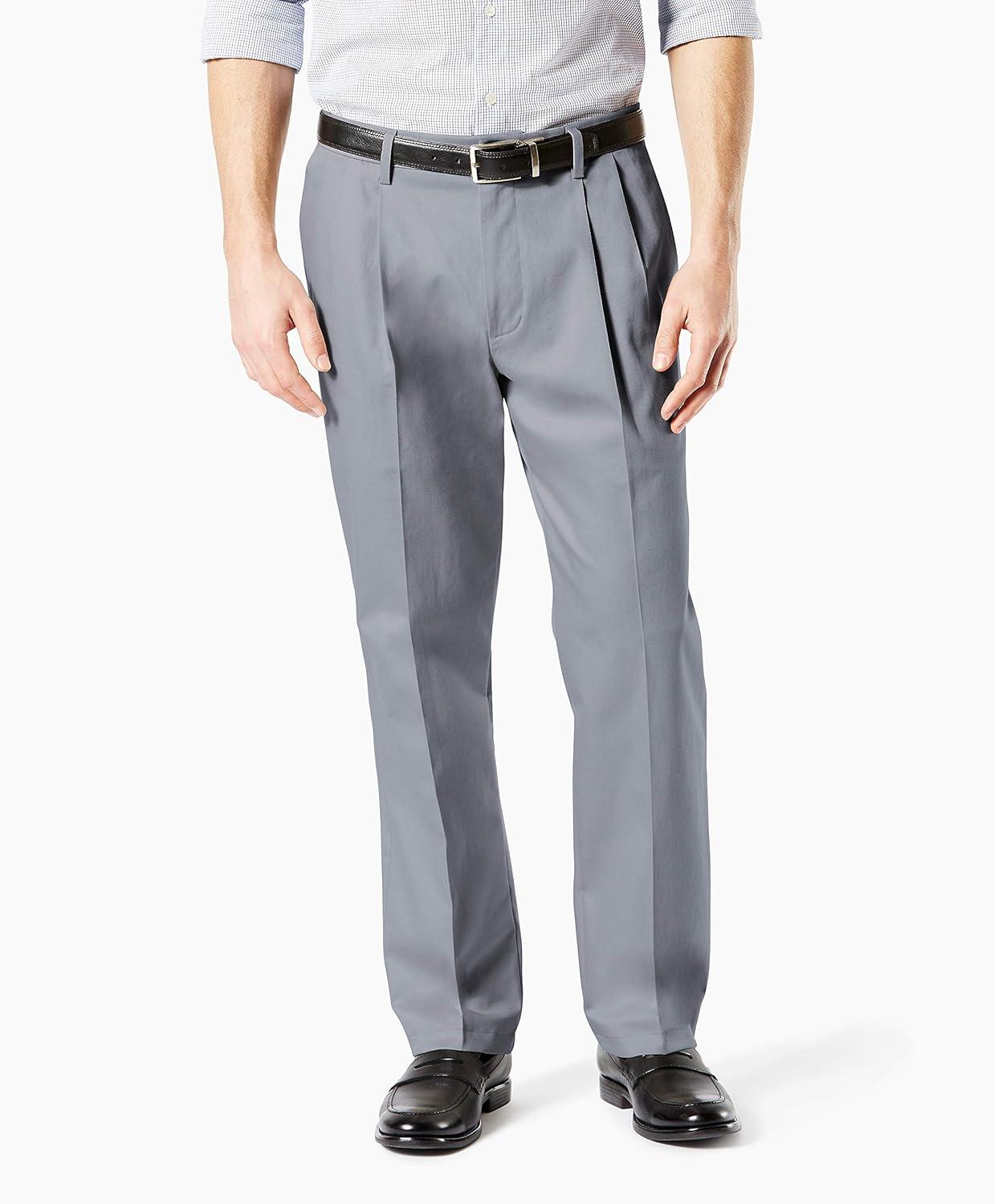 imageDockers Mens Classic Fit Signature Lux Cotton Stretch PantsPleated Regular and Big ampamp TallBurma Grey