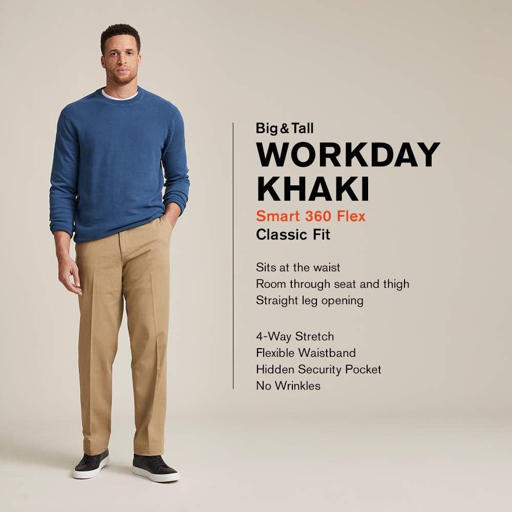 imageDockers Mens Classic Fit Workday Khaki Smart 360 FLEX Pants Standard and Big ampamp TallVintage Khaki