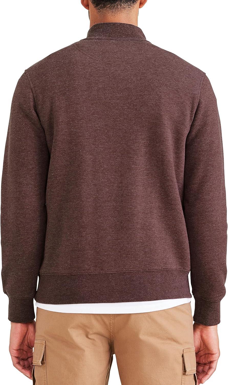 imageDockers Mens Regular Fit Long Sleeve 14 Zip Fleece SweatshirtDecadent Chocolate Brown