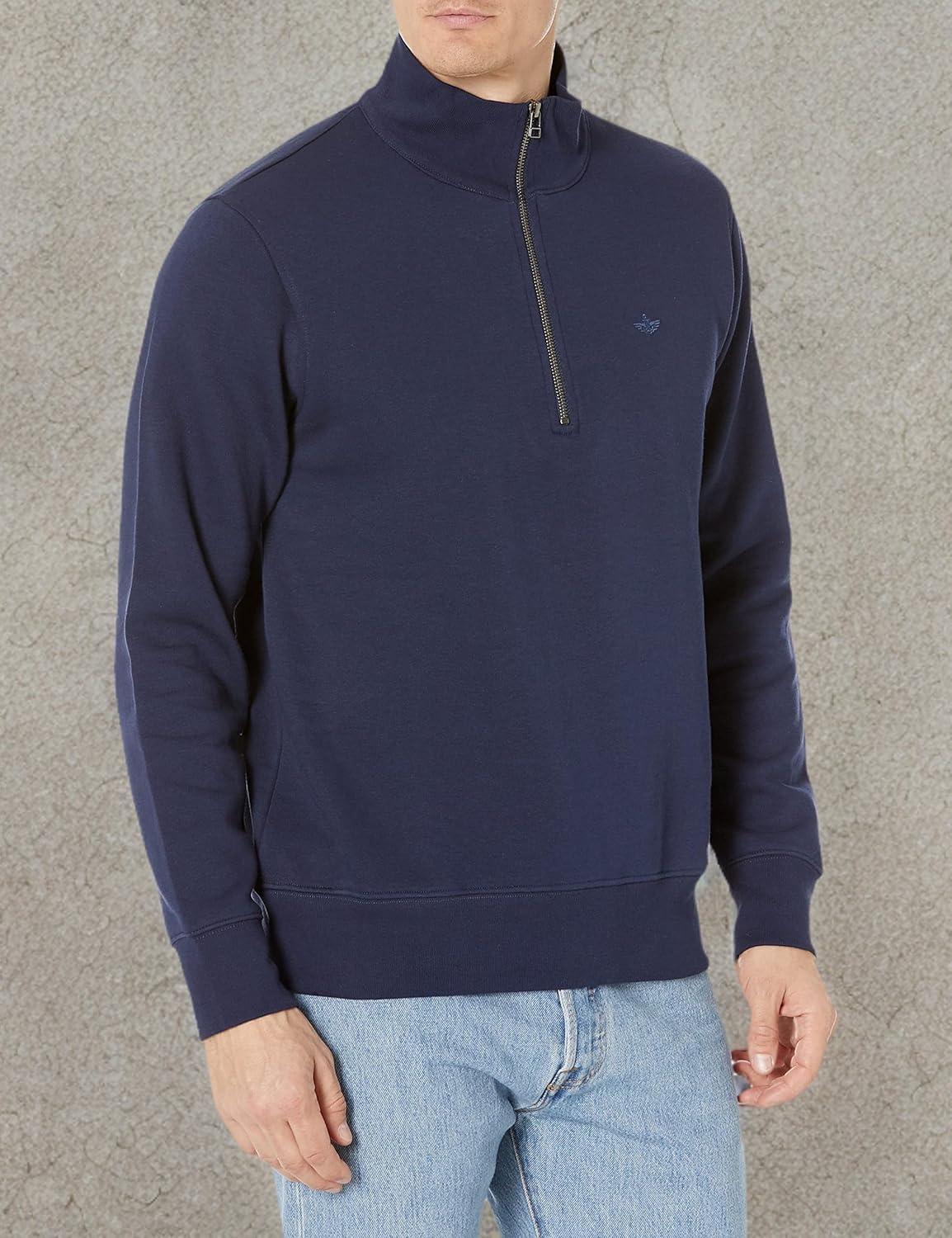 imageDockers Mens Regular Fit Long Sleeve 14 Zip Fleece SweatshirtNavy Blazer