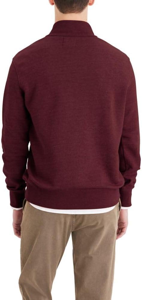 imageDockers Mens Regular Fit Long Sleeve 14 Zip Fleece SweatshirtNew Heather Warm Cabernet