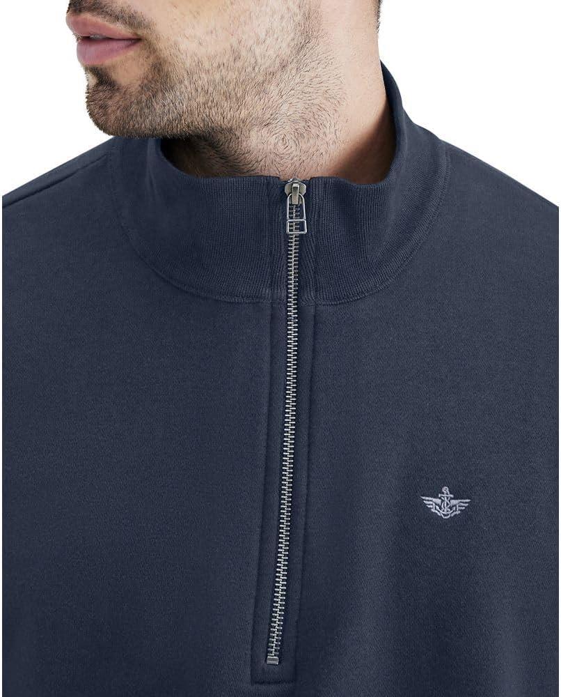imageDockers Mens Regular Fit Long Sleeve 14 Zip Fleece SweatshirtNew Ocean Blue Heather