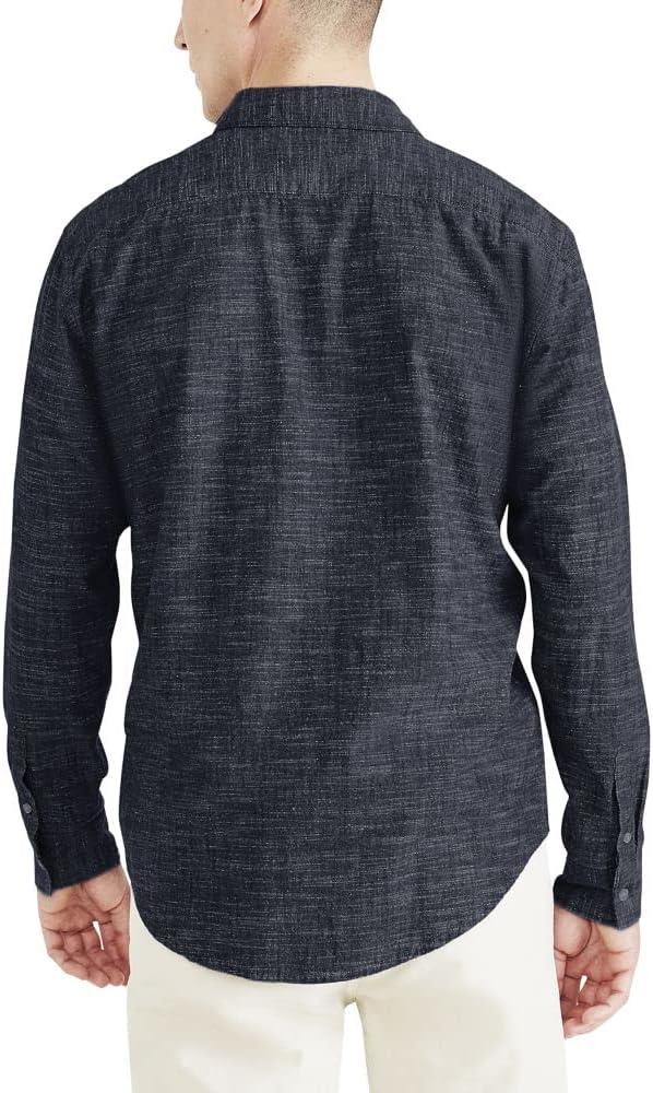 imageDockers Mens Regular Fit Long Sleeve Casual Shirt Regular and Big ampamp TallDark Blue Wash