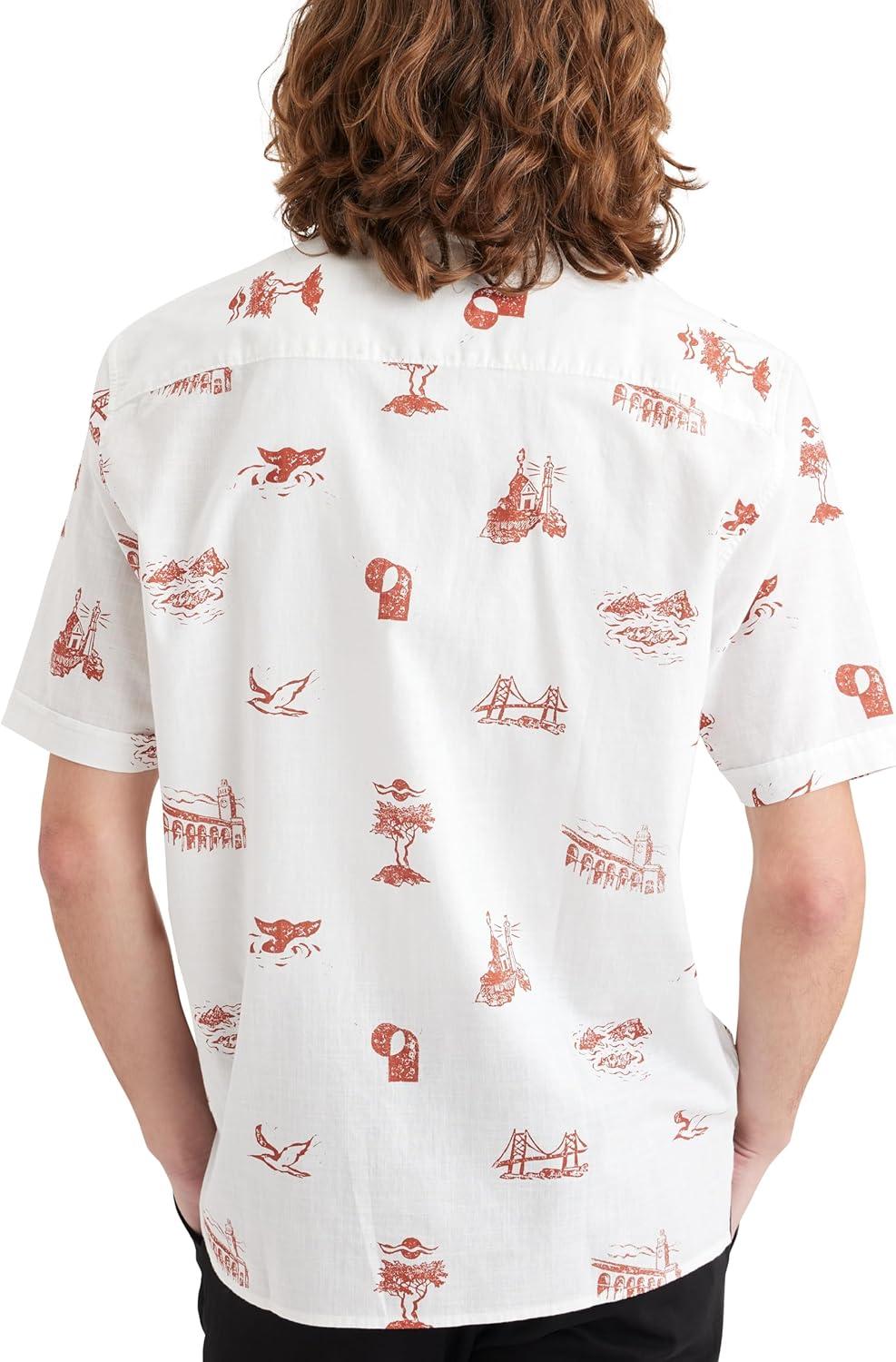 imageDockers Mens Short Sleeve Camp Collar Shirt Regular and Big ampamp TallLucent White Station Slub