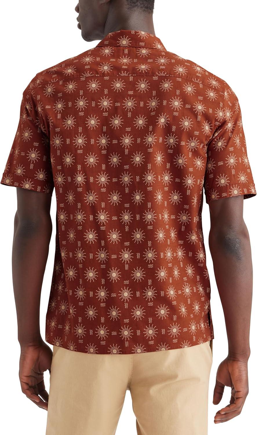 imageDockers Mens Short Sleeve Camp Collar Shirt Regular and Big ampamp TallOrange Mirage Picante Slub