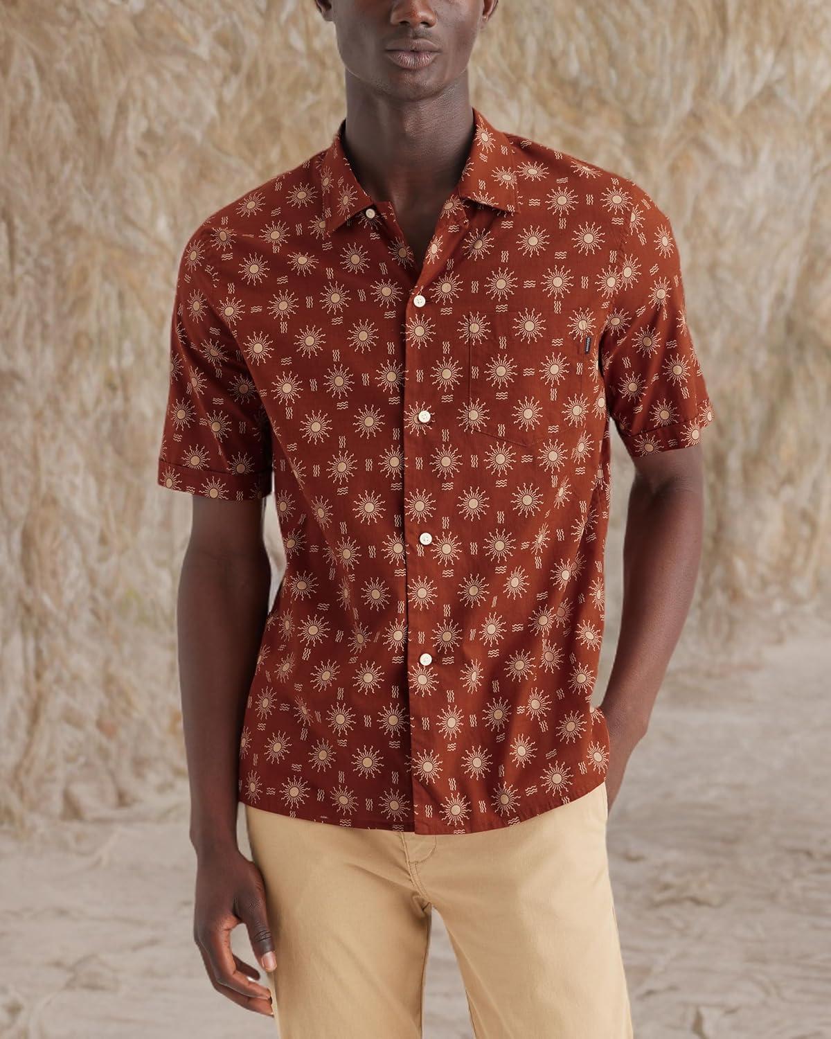 imageDockers Mens Short Sleeve Camp Collar Shirt Regular and Big ampamp TallOrange Mirage Picante Slub