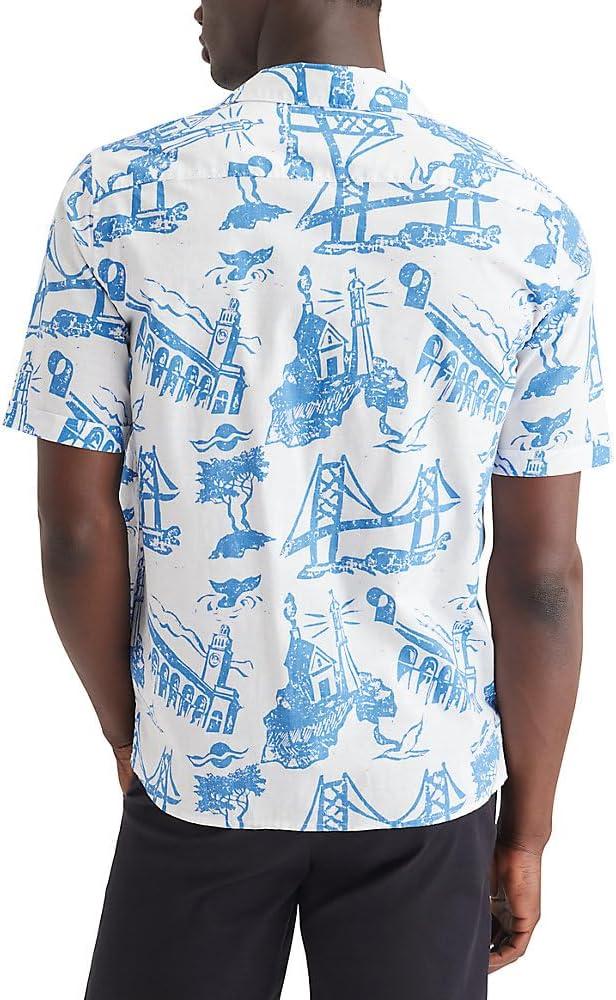 imageDockers Mens Short Sleeve Camp Collar Shirt Regular and Big ampamp TallOutpost Ceramic Blue Slub