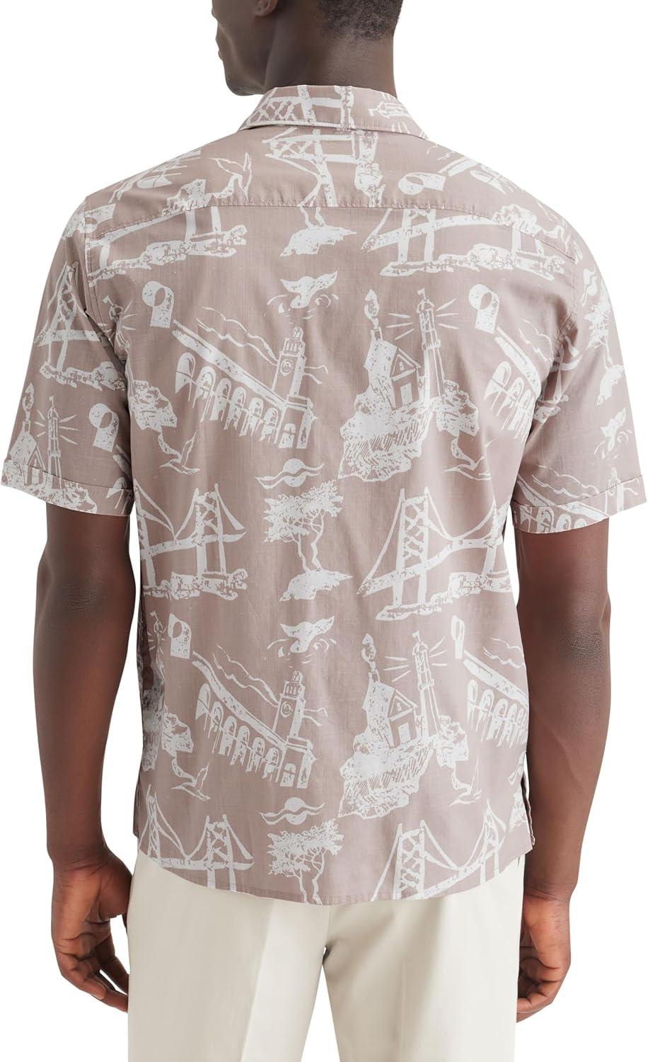 imageDockers Mens Short Sleeve Camp Collar Shirt Regular and Big ampamp TallPink Fawn Print