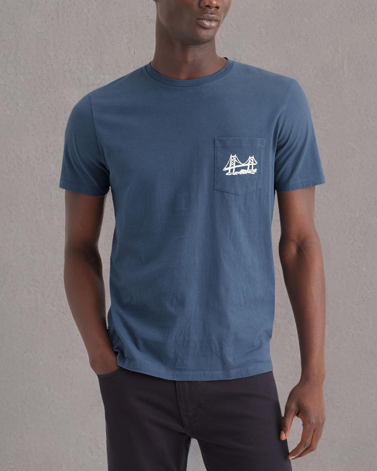 imageDockers Mens Slim Fit Short Sleeve Graphic Tee ShirtBridge Pocket Vintage Indigo