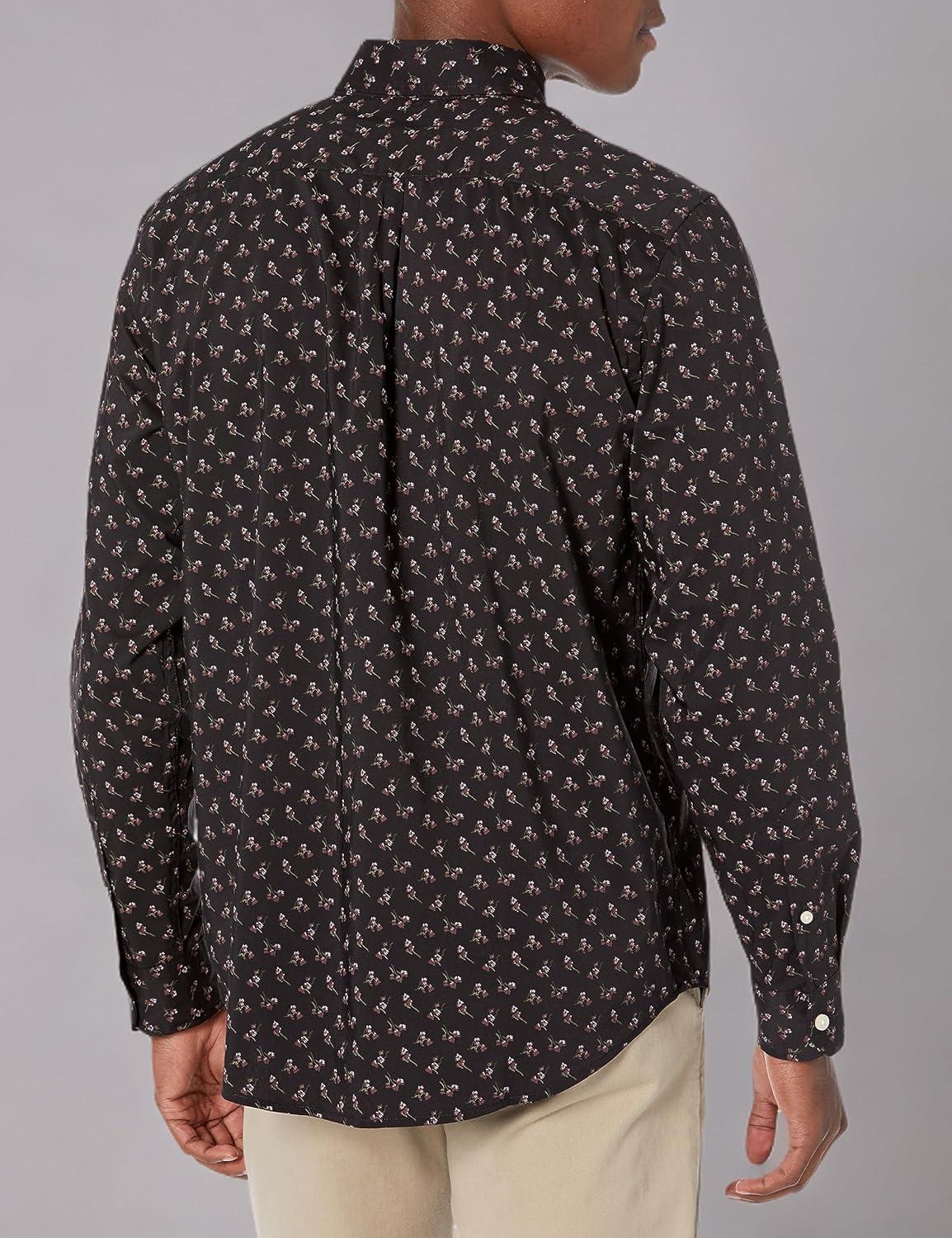 imageDockers Mens Supreme Flex Long Sleeve Button Up ShirtBlack Bean Print