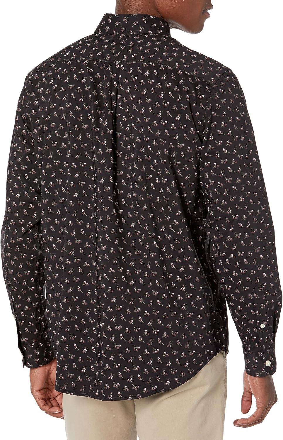 imageDockers Mens Supreme Flex Long Sleeve Button Up ShirtBlack Bean Print