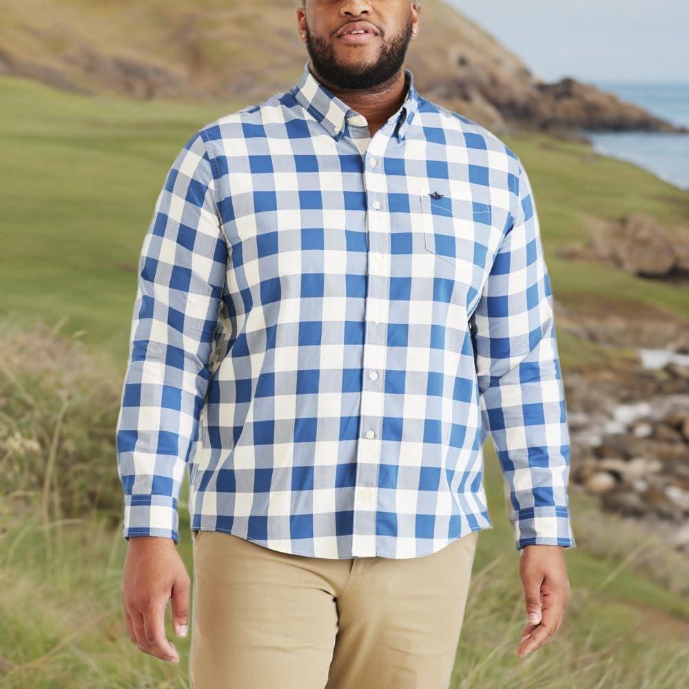 imageDockers Mens Supreme Flex Long Sleeve Button Up ShirtBlue Buffalo Check