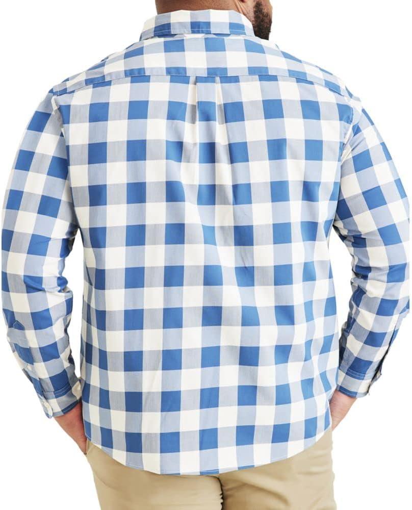 imageDockers Mens Supreme Flex Long Sleeve Button Up ShirtBlue Buffalo Check