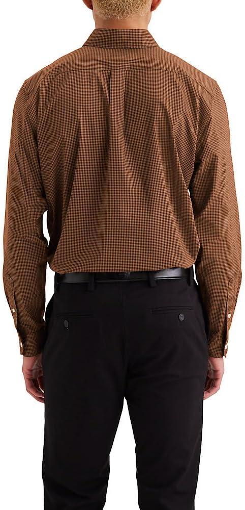 imageDockers Mens Supreme Flex Long Sleeve Button Up ShirtCarmel Caf Plaid
