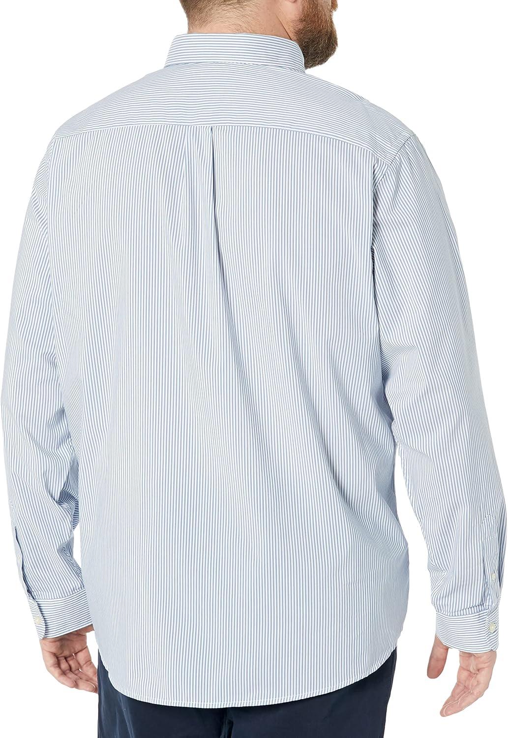 imageDockers Mens Supreme Flex Long Sleeve Button Up ShirtDelft Blue Stripe