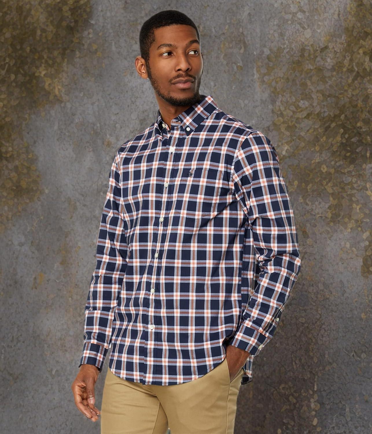 imageDockers Mens Supreme Flex Long Sleeve Button Up ShirtDusted Clay Orange