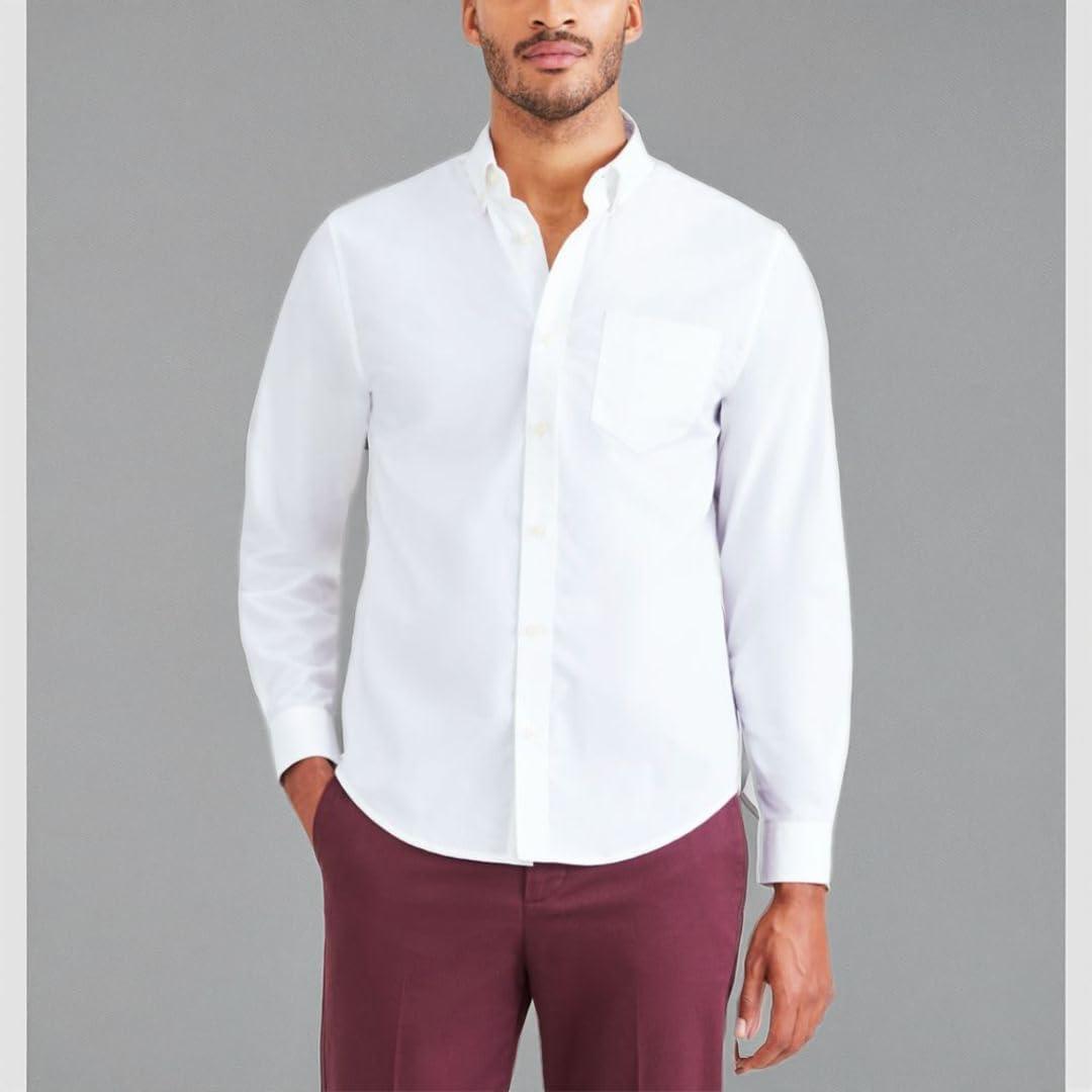 imageDockers Mens Supreme Flex Long Sleeve Button Up ShirtLucent White