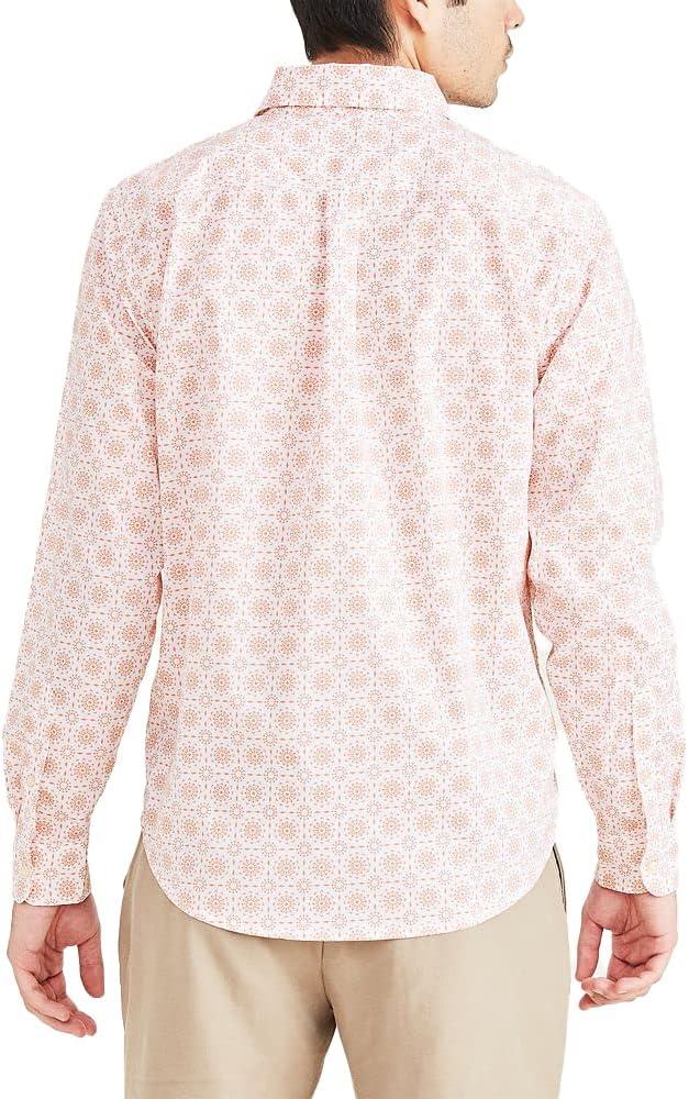 imageDockers Mens Supreme Flex Long Sleeve Button Up ShirtLucent White Carmel Print