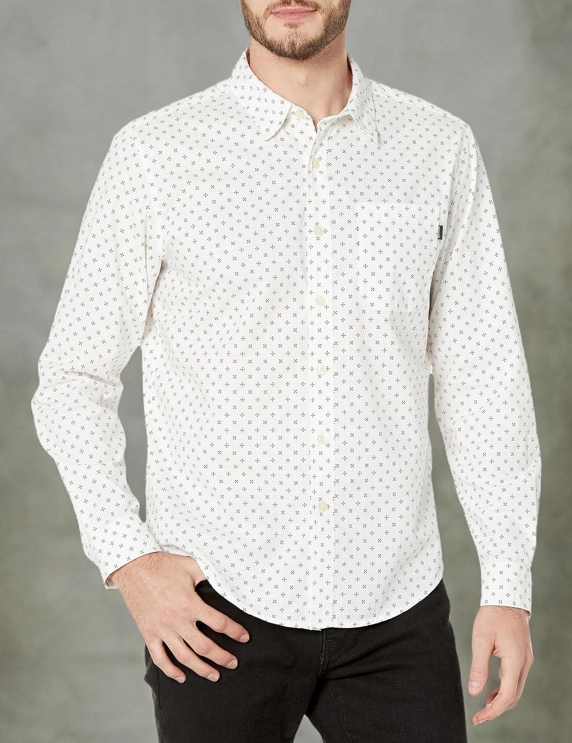 imageDockers Mens Supreme Flex Long Sleeve Button Up ShirtLucient White