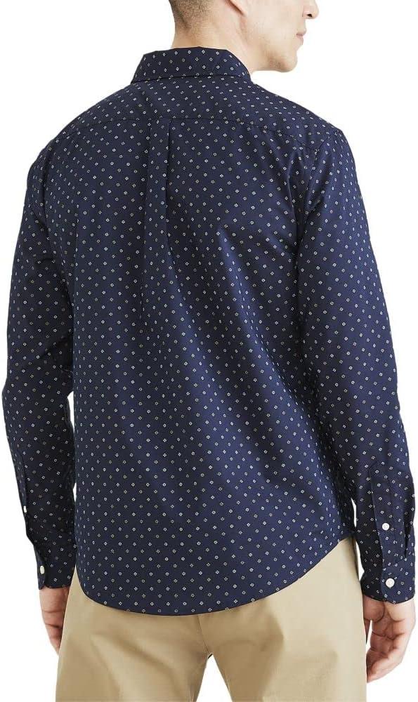 imageDockers Mens Supreme Flex Long Sleeve Button Up ShirtNavy Blazer Print