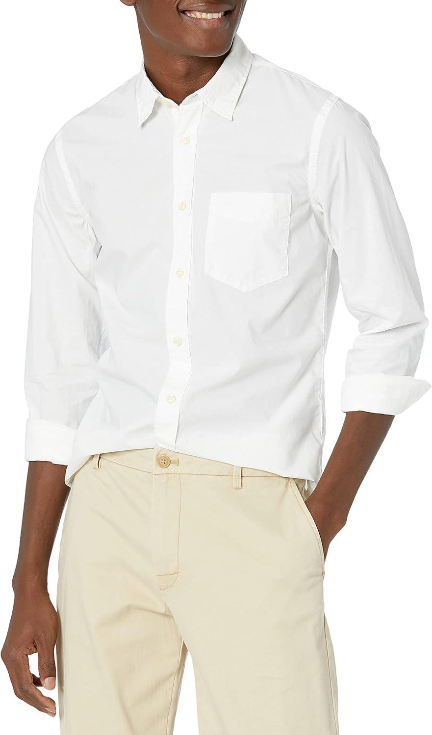 imageDockers Mens Supreme Flex Long Sleeve Button Up ShirtPaper White