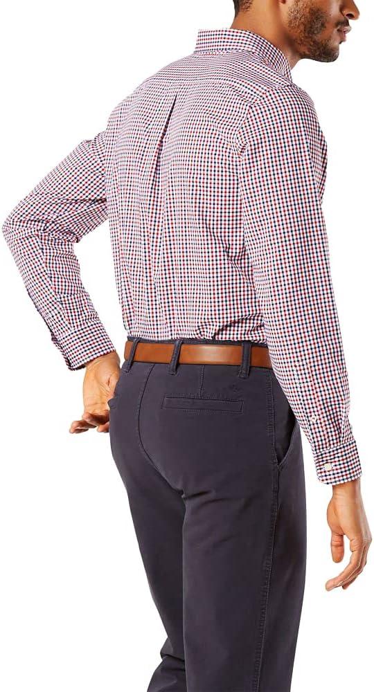 imageDockers Mens Supreme Flex Long Sleeve Button Up ShirtRio Red Plaid