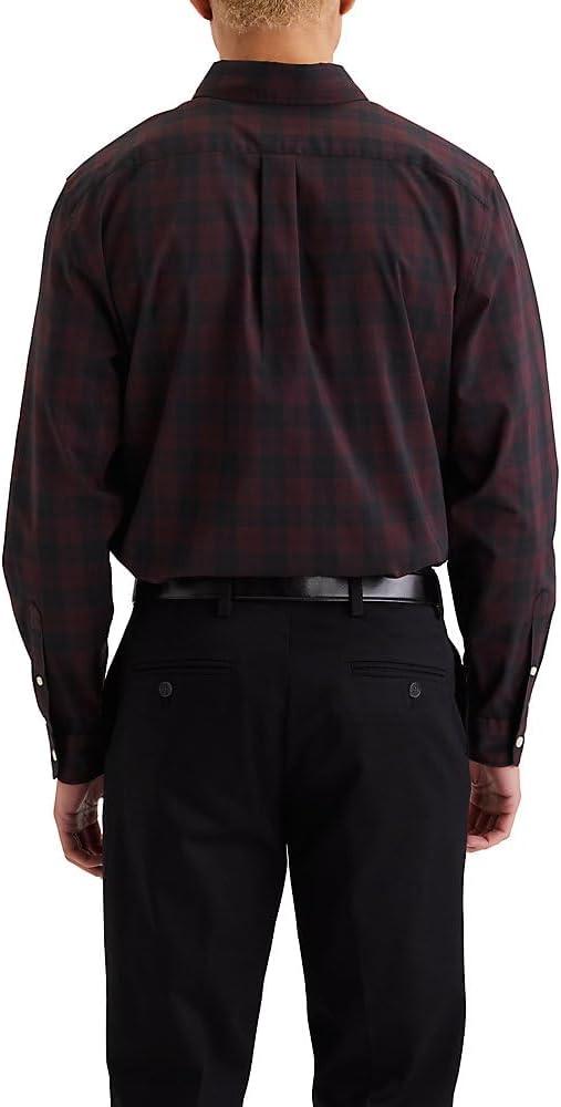 imageDockers Mens Supreme Flex Long Sleeve Button Up ShirtWinetasting Plaid