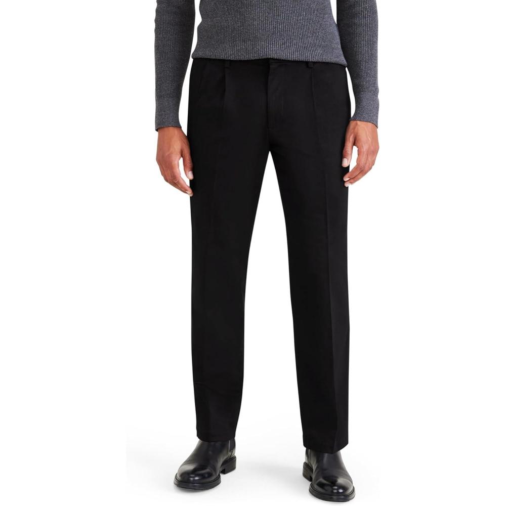 imageClassic Fit Signature Iron Free Khaki with Stain Defender Pants  Pleated Regular and Big ampamp TallBeautiful Black