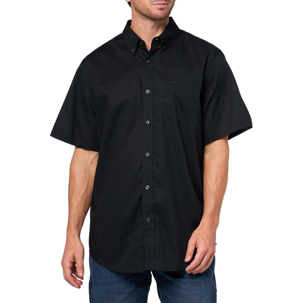 imageDOCKERS Mens Mens Signature Shirt Short Sleeve Classic Fit with Stain DefenderBeautiful Black