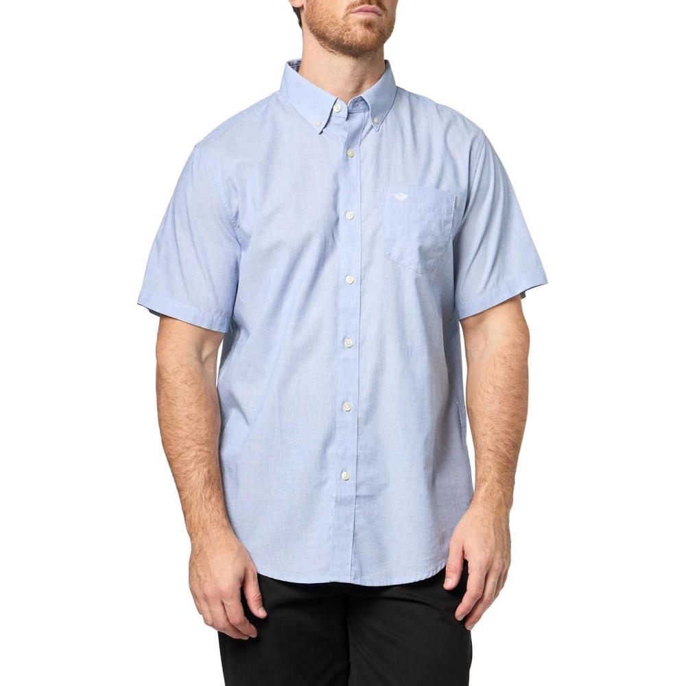 imageDOCKERS Mens Mens Signature Shirt Short Sleeve Classic Fit with Stain DefenderEnd on End Delft