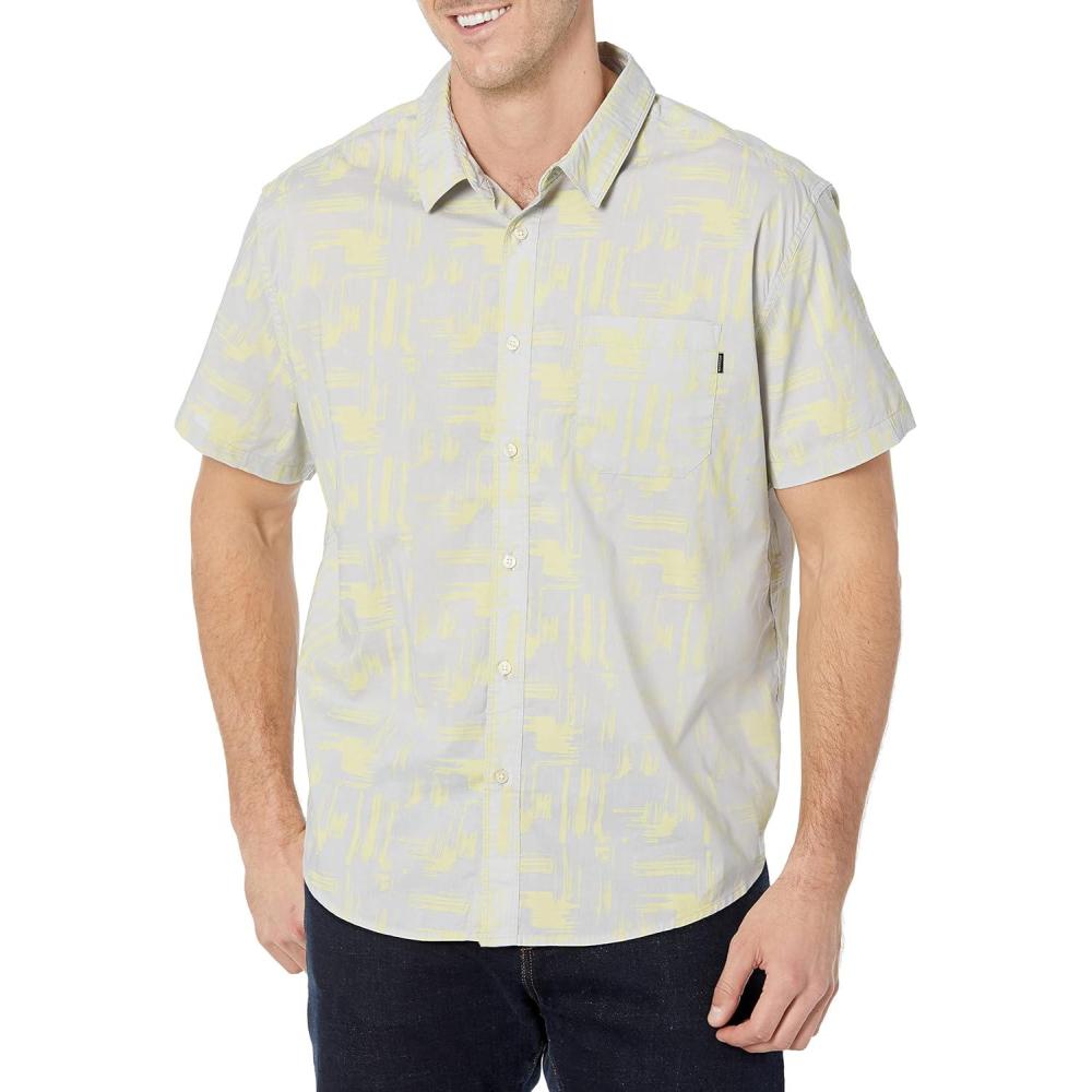 imageDOCKERS Mens Regular Fit Short Sleeve Casual Shirt Standard and Big ampamp TallSaffron Orange Multi Plaid