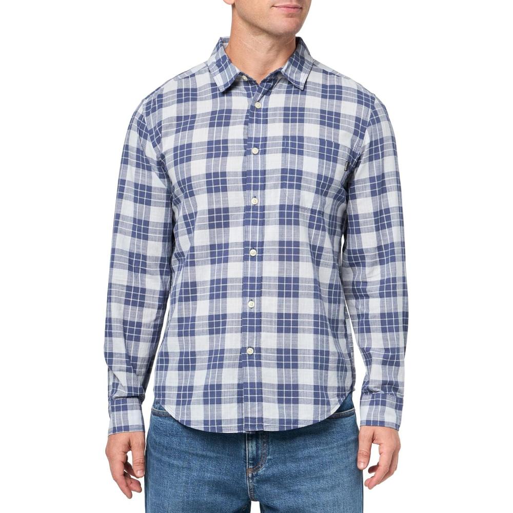 imageDOCKERS Mens Ultimate Shirt Long Sleeve Regular FitFelice Slub Arctic Ice Plaid