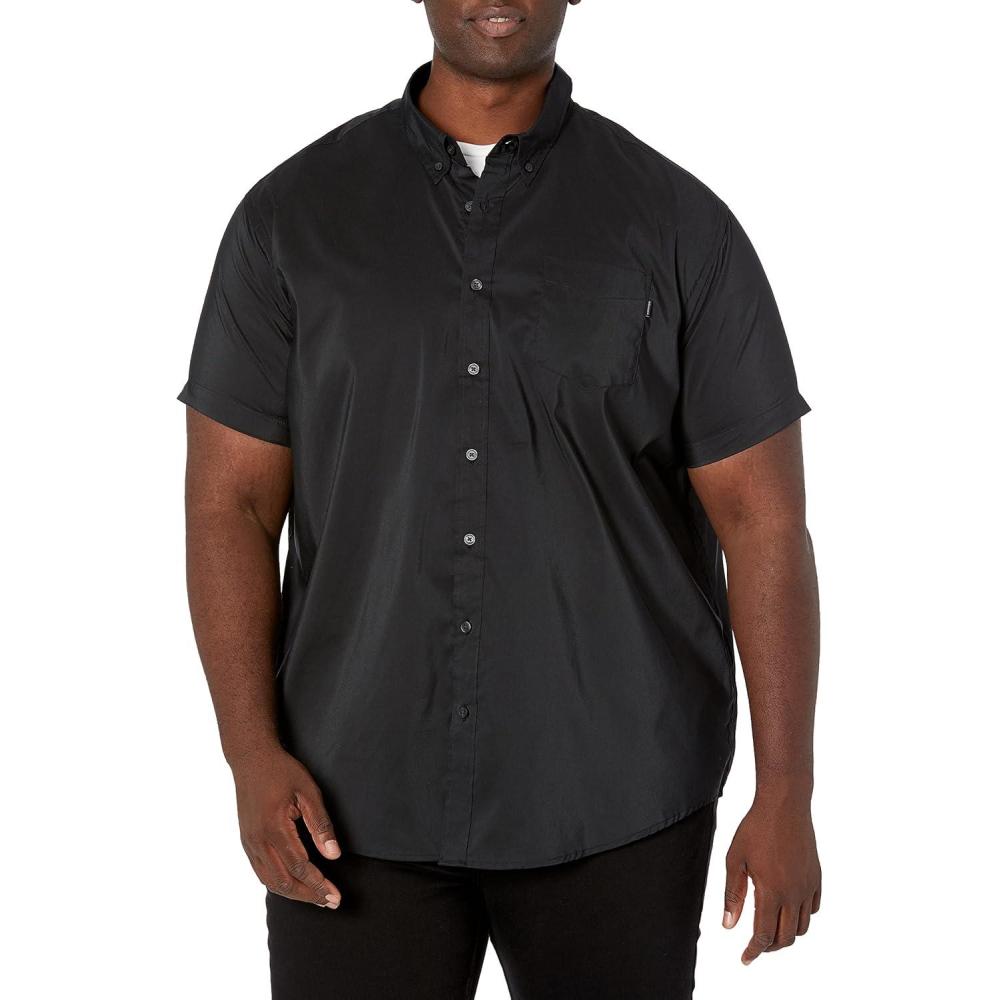 imageDOCKERS mens Classic Fit Short Sleeve Signature Comfort Flex Shirt Standard and Big ampamp TallBlack
