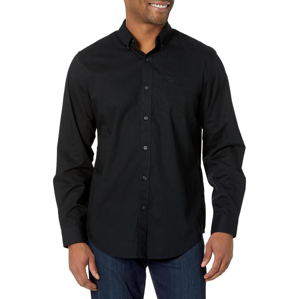 imageDockers Mens Classic Fit Long Sleeve Signature Iron Free Shirt with Stain DefenderBlack