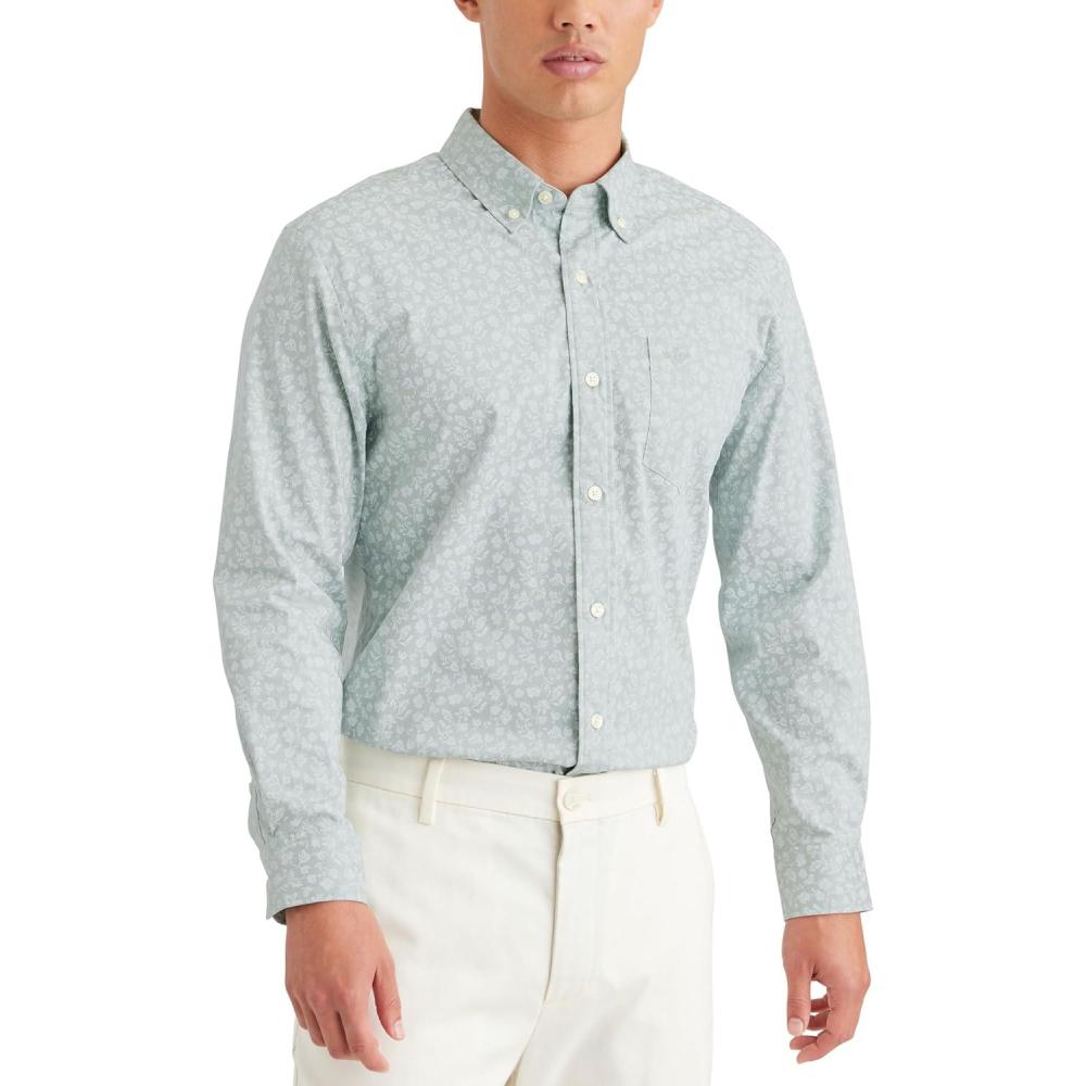 imageDockers Mens Classic Fit Long Sleeve Signature Iron Free Shirt with Stain DefenderPipa Harbor Grey