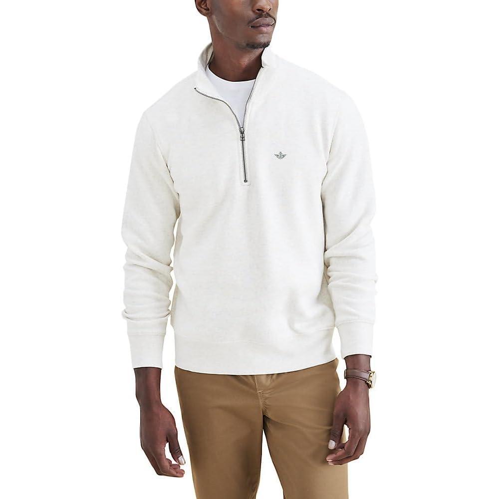 imageDockers Mens Regular Fit Long Sleeve 14 Zip Fleece SweatshirtCream Heather